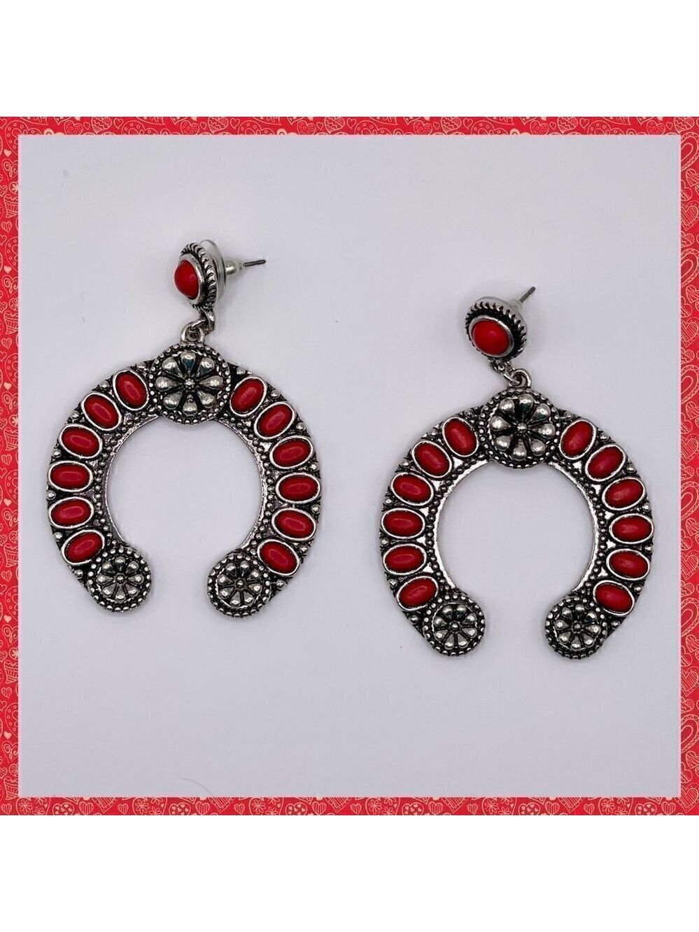 Western Boho Style Silver Concho Naja Earrings #877